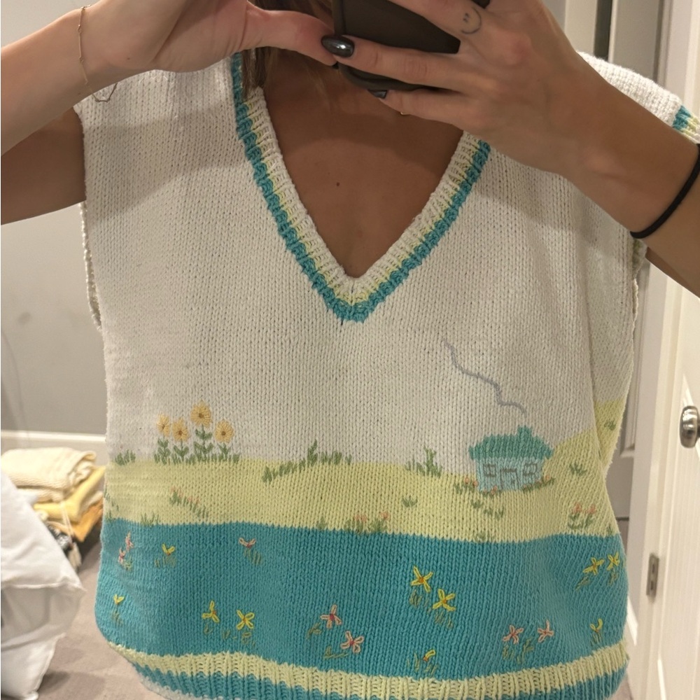 HANDMADE CROCHET beach village Sweater Vest - Picture 3 of 5